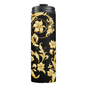 Barocker Rokoko, Viktorianisches Blumenmuster. Thermosbecher