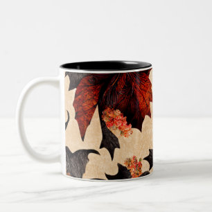 Barockes Ahornblätter-Muster Zweifarbige Tasse