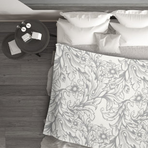 Barockes Akanthusblatt Grau Fleecedecke