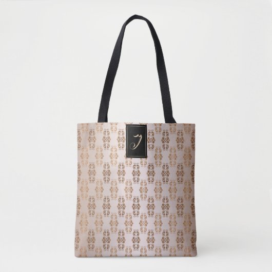 Barockes Artmit blumenmuster. Monogramm Tasche (Vorderseite)