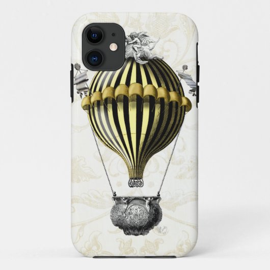Barockes Ballon-Schwarz-Gelb Case-Mate iPhone Hülle (Rückseite)