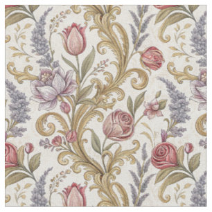 Barockes Blumen-Damaskus-Designmuster in aufwendig Stoff