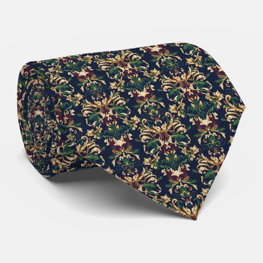 Barockes Blumenmuster Krawatte (Gerollt)