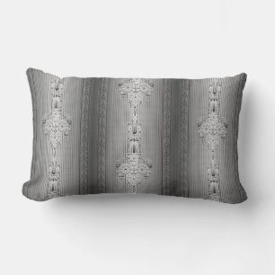 Barockes Blumenmuster mit grauer Umrandung Lendenkissen