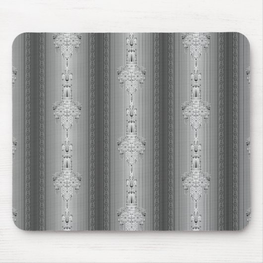 Barockes Blumenmuster mit grauer Umrandung Mousepad (Vorne)