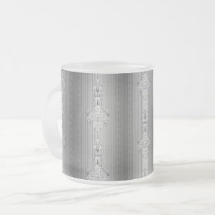 Barockes Blumenmuster mit Rand graue Kaffeetasse