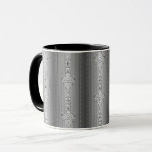 Barockes Blumenmuster mit Rand graue Kaffeetasse