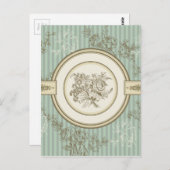 Barockes Blumenmuster Postkarte (Vorne/Hinten)