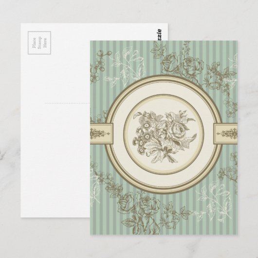 Barockes Blumenmuster Postkarte (Vorne/Hinten)