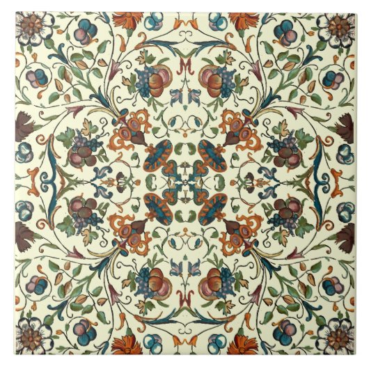 Barockes Früchte- und Blumenmuster Fliese (Vorderseite)