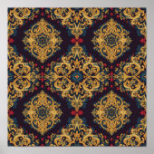 Barockes Gold-Damask-Ornamentmusterplakat Poster (Vorne)