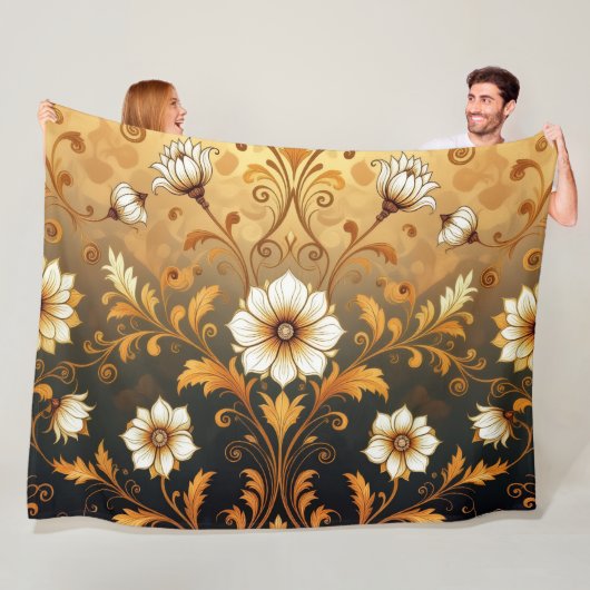 "Barockes Ornament-Muster in Gold und Schwarz"7 Fleecedecke (Beispiel)