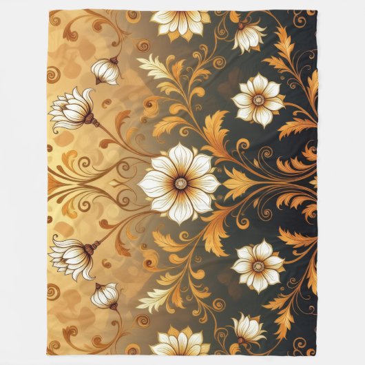 "Barockes Ornament-Muster in Gold und Schwarz"7 Fleecedecke (Vorderseite)
