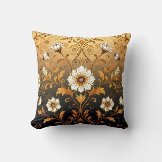 "Barockes Ornament-Muster in Gold und Schwarz"7 Kissen (Vorderseite)
