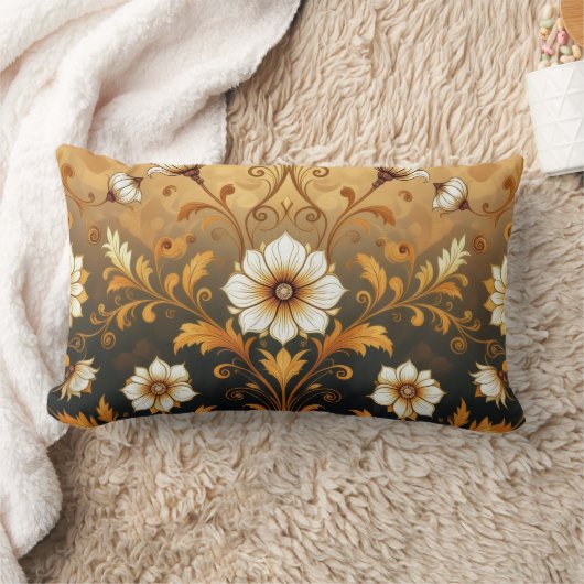 "Barockes Ornament-Muster in Gold und Schwarz"7 Lendenkissen (Decke)