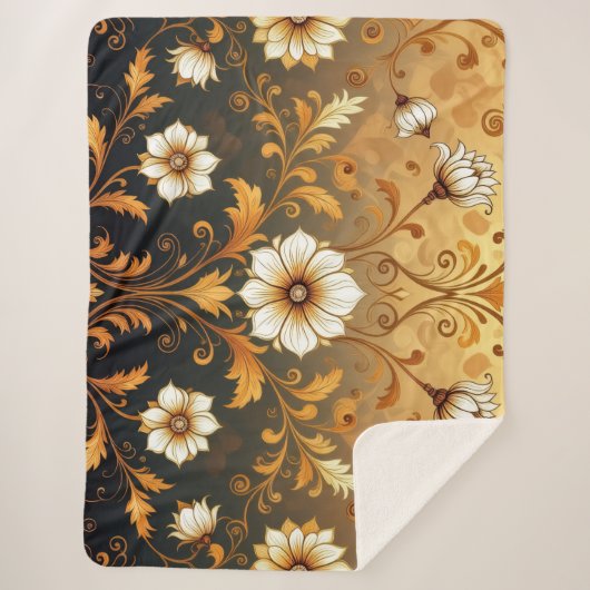 "Barockes Ornament-Muster in Gold und Schwarz"7 Sherpadecke (Vorderseite)