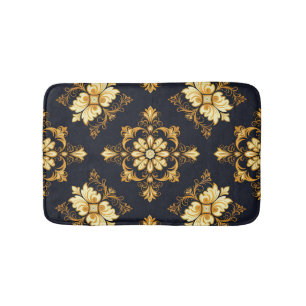 "Barockes Ornament-Muster in Gold und Schwarz" Dec Badematte