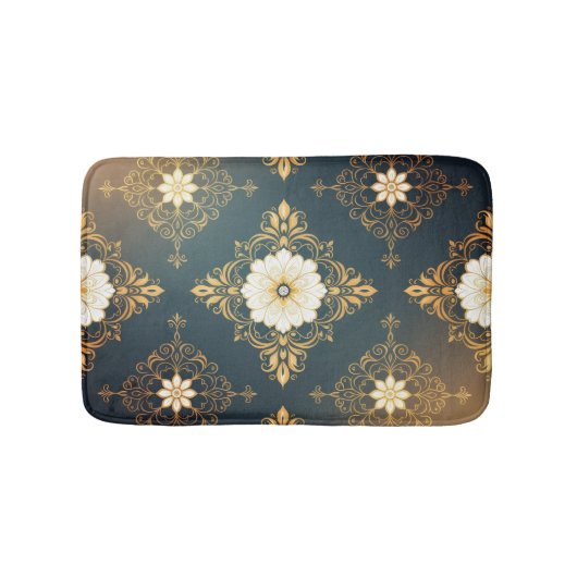 "Barockes Ornament-Muster in Gold und Schwarz" Dec Badematte (Vorderseite)