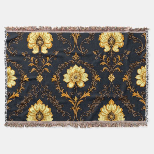 "Barockes Ornament-Muster in Gold und Schwarz" Dec Decke (Vorderseite)
