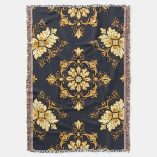 "Barockes Ornament-Muster in Gold und Schwarz" Dec Decke (Vorderseite Vertikal)