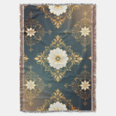"Barockes Ornament-Muster in Gold und Schwarz" Dec Decke (Vorderseite Vertikal)
