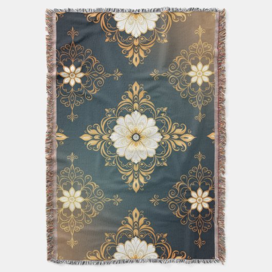 "Barockes Ornament-Muster in Gold und Schwarz" Dec Decke (Vorderseite Vertikal)