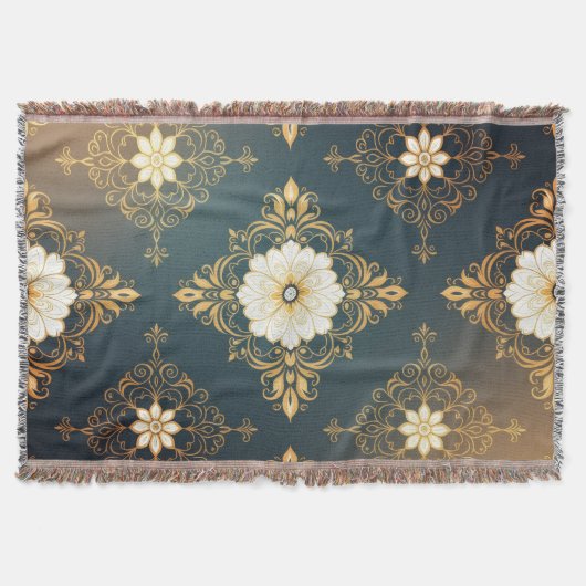 "Barockes Ornament-Muster in Gold und Schwarz" Dec Decke (Vorderseite)