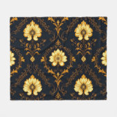 "Barockes Ornament-Muster in Gold und Schwarz" Dec Fleecedecke (Vorderseite (Horizontal))