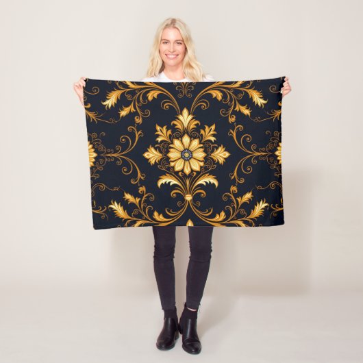 "Barockes Ornament-Muster in Gold und Schwarz" Dec Fleecedecke (Beispiel)