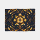 "Barockes Ornament-Muster in Gold und Schwarz" Dec Fleecedecke (Vorderseite (Horizontal))
