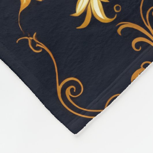 "Barockes Ornament-Muster in Gold und Schwarz" Dec Fleecedecke (Ecke)