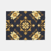 "Barockes Ornament-Muster in Gold und Schwarz" Dec Fleecedecke (Vorderseite (Horizontal))