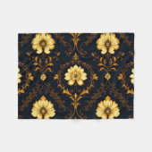 "Barockes Ornament-Muster in Gold und Schwarz" Dec Fleecedecke (Vorderseite (Horizontal))
