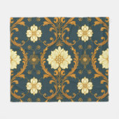 "Barockes Ornament-Muster in Gold und Schwarz" Dec Fleecedecke (Vorderseite (Horizontal))