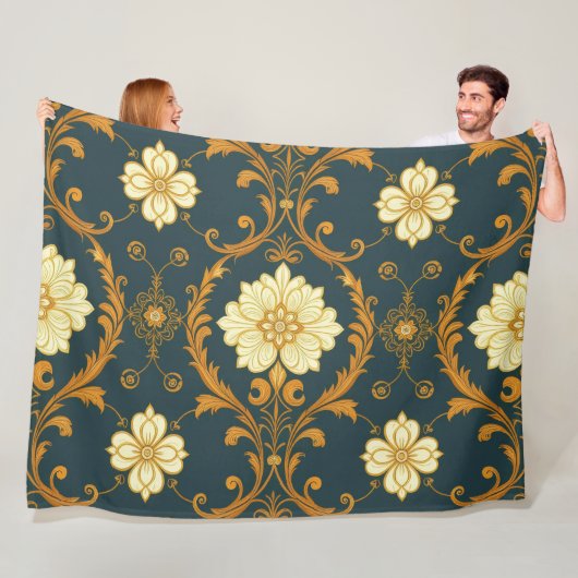 "Barockes Ornament-Muster in Gold und Schwarz" Dec Fleecedecke (Beispiel)