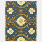 "Barockes Ornament-Muster in Gold und Schwarz" Dec Fleecedecke (Vorderseite)