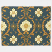 "Barockes Ornament-Muster in Gold und Schwarz" Dec Fleecedecke (Vorderseite (Horizontal))