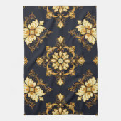 "Barockes Ornament-Muster in Gold und Schwarz" Dec Geschirrtuch (Vertikal)