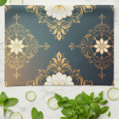 "Barockes Ornament-Muster in Gold und Schwarz" Dec Geschirrtuch (Gefaltet)