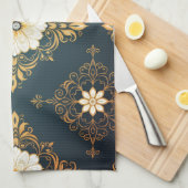 "Barockes Ornament-Muster in Gold und Schwarz" Dec Geschirrtuch (Viertel Falte)