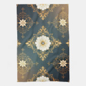 "Barockes Ornament-Muster in Gold und Schwarz" Dec Geschirrtuch (Vertikal)