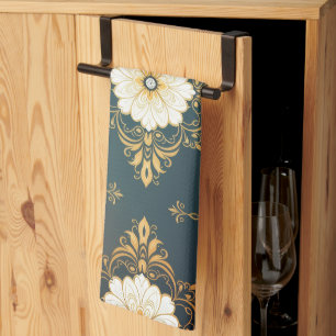 "Barockes Ornament-Muster in Gold und Schwarz" Dec Geschirrtuch