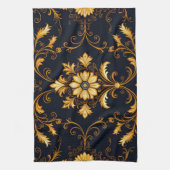 "Barockes Ornament-Muster in Gold und Schwarz" Dec Geschirrtuch (Vertikal)