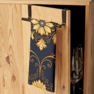 "Barockes Ornament-Muster in Gold und Schwarz" Dec Geschirrtuch