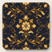 "Barockes Ornament-Muster in Gold und Schwarz" Dec Getränkeuntersetzer (Vorderseite)