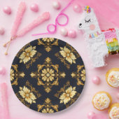 "Barockes Ornament-Muster in Gold und Schwarz" Dec Pappteller (Party)