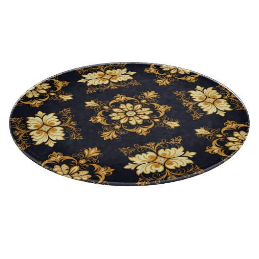 "Barockes Ornament-Muster in Gold und Schwarz" Dec Schneidebrett (Ecke)