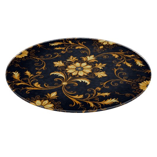 "Barockes Ornament-Muster in Gold und Schwarz" Dec Schneidebrett (Ecke)