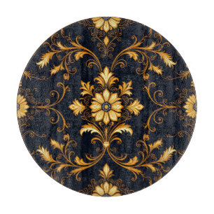 "Barockes Ornament-Muster in Gold und Schwarz" Dec Schneidebrett