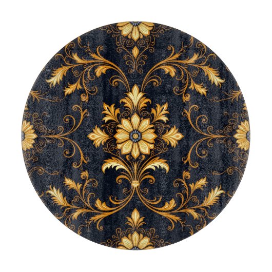 "Barockes Ornament-Muster in Gold und Schwarz" Dec Schneidebrett (Vorderseite)
